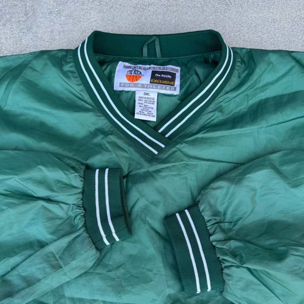 The Rock Authentic Mens 3XL Green Trump Baseball V-Neck Nylon Windbreaker Jacket
